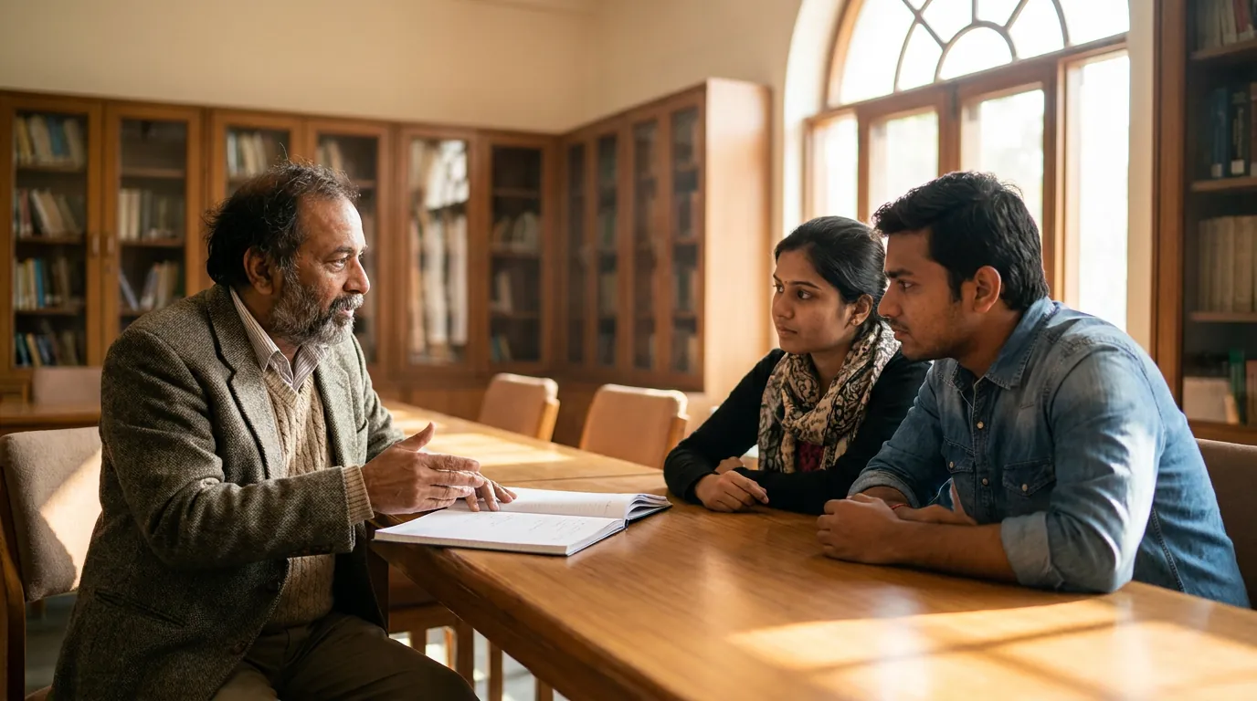 A senior TOPS+ trainer mentoring a small group of students