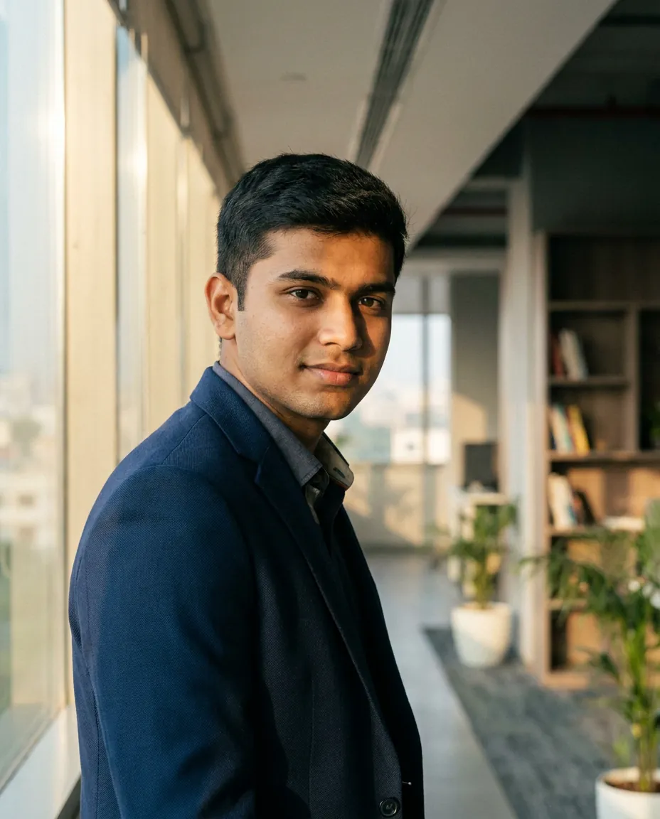 Karan Patel, BCA Full Stack '24, working at a campus hackathon